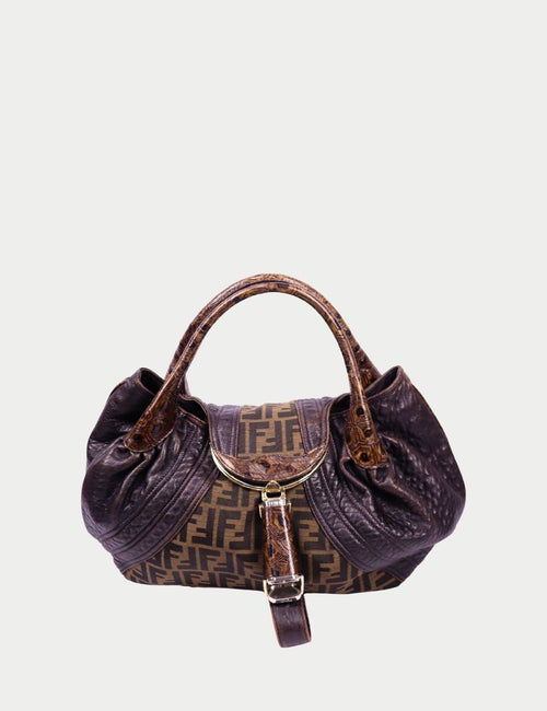 Fendi Zucca Spy bag with croc-embossed leather handle