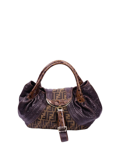 Fendi Zucca Spy bag with croc-embossed leather handle