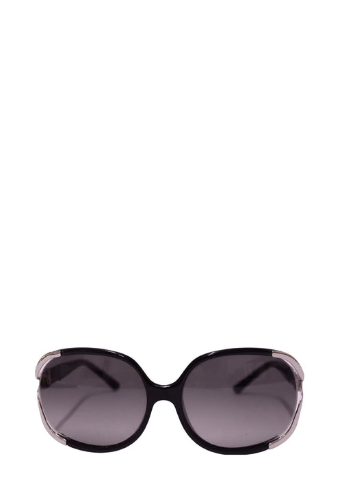Fendi black and silver oversized sunglasses with smoke gradient lenses