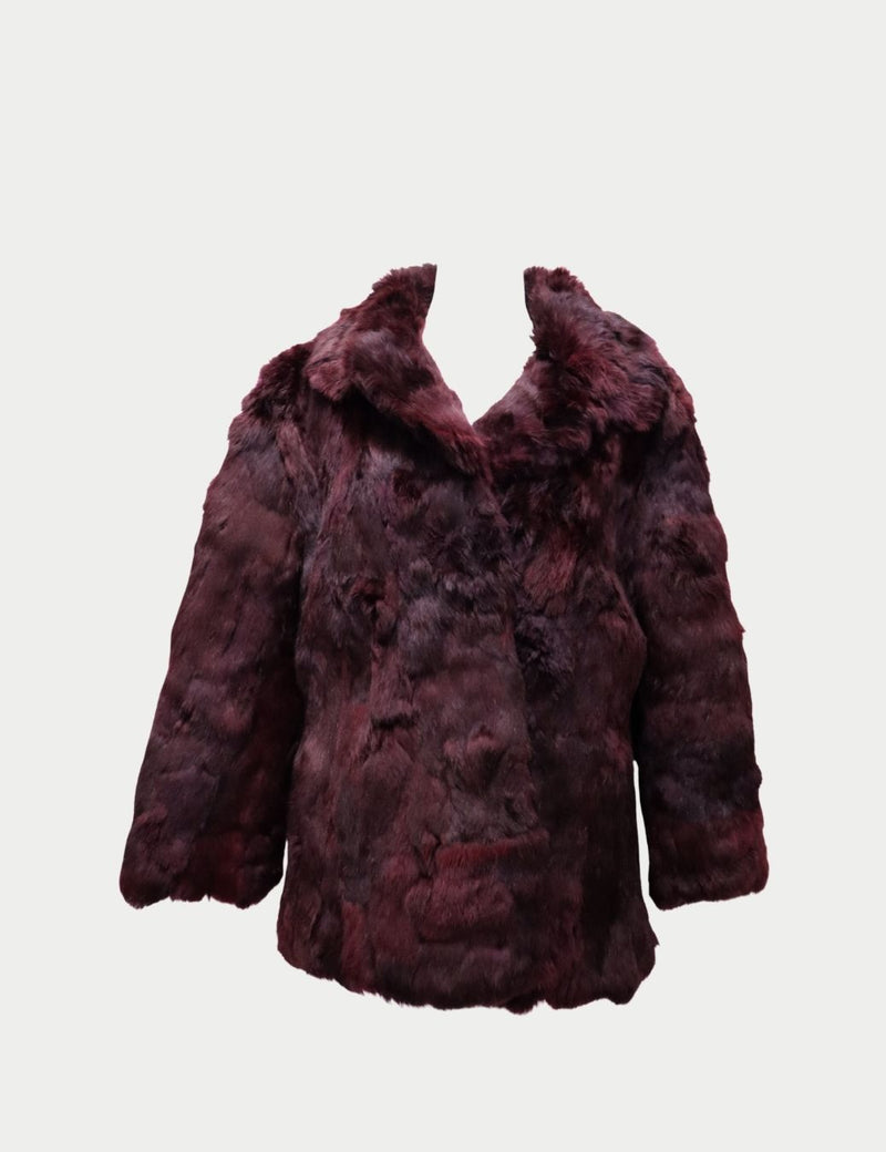 Vintage burgundy fur jacket with plush textured finish