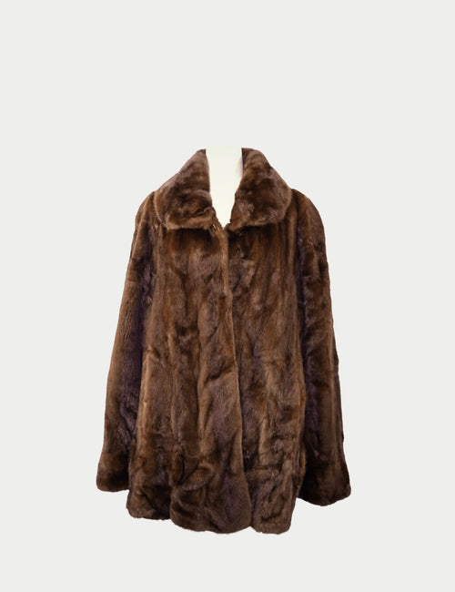 Vintage-style brown fur jacket with plush finish