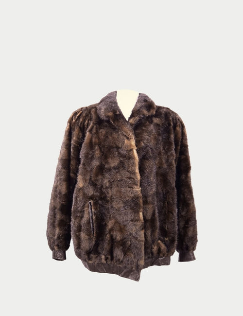 Vintage brown fur coat with classic collar and warm silhouette