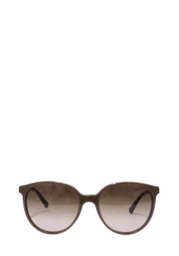 Giorgio Armani chocolate brown round sunglasses featuring brown gradient lenses, softly upswept corners and a polished full-rim frame