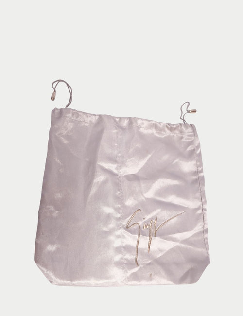 Giuseppe Zanotti white satin dust bag with embroidered signature logo