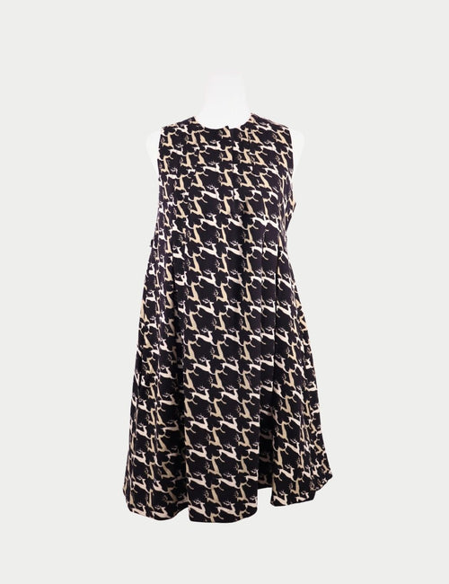 Gucci black sleeveless mini dress with cream graphic print