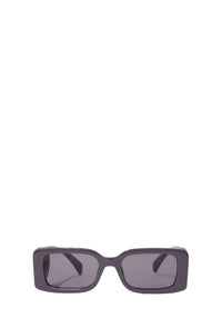Authentic Gucci grey rectangular acetate sunglasses with matching grey lenses and a modern minimalist design.