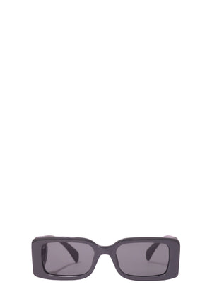 Authentic Gucci grey rectangular acetate sunglasses with matching grey lenses and a modern minimalist design.