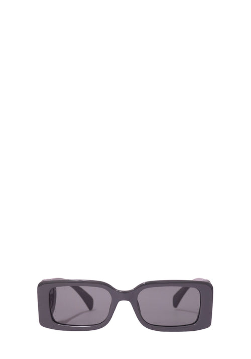 Authentic Gucci grey rectangular acetate sunglasses with matching grey lenses and a modern minimalist design.