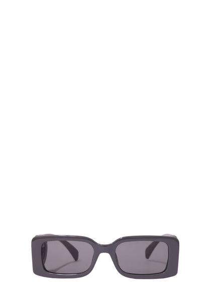 Authentic Gucci grey rectangular acetate sunglasses with matching grey lenses and a modern minimalist design.