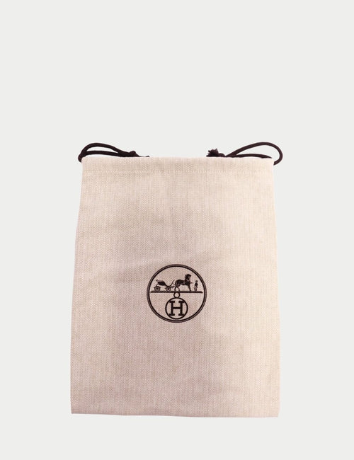 Hermès beige herringbone dust bag with drawstring and logo