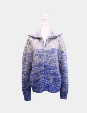 Isabel Marant Étoile ombré blue knit zip-up cardigan with high collar


