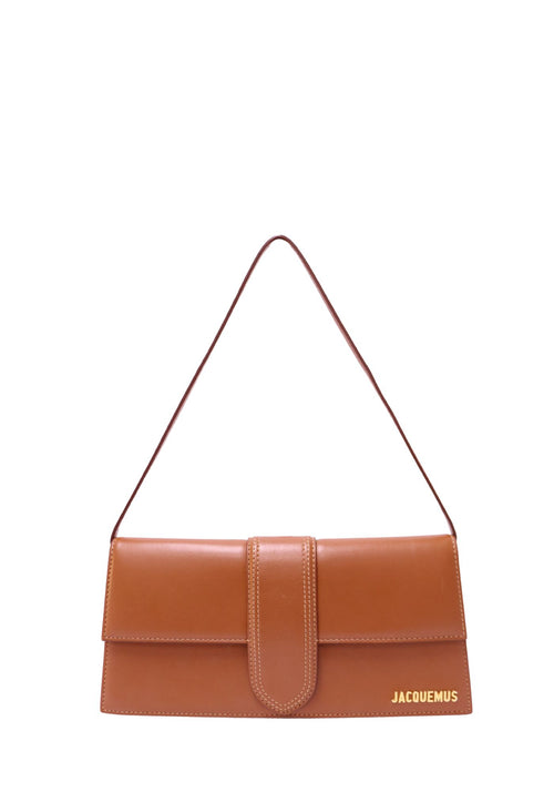 Jacquemus Le Bambino Long brown leather shoulder bag with gold-tone logo