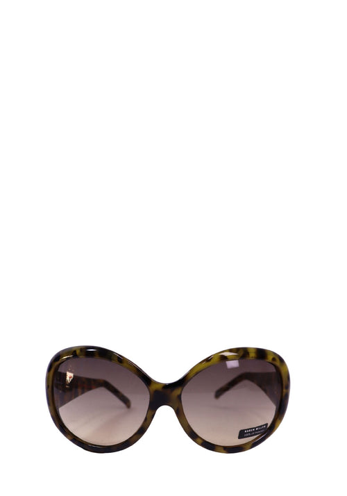 Karen Millen tortoiseshell oversized round sunglasses with gradient tinted lenses and logo-detail temples