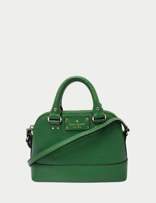 Kate Spade green mini satchel bag with gold hardware and crossbody strap