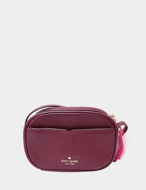 Kate Spade burgundy leather crossbody camera bag