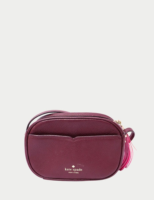 Kate Spade burgundy leather crossbody camera bag