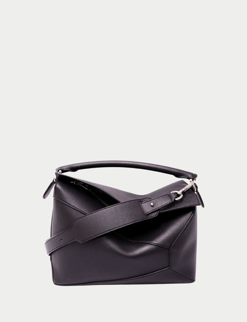 Loewe Puzzle Edge bag in black classic calfskin leather with geometric panel design