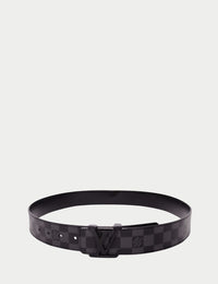 Louis Vuitton Black Graphite Damier Belt with matte black LV buckle