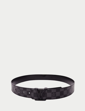 Louis Vuitton Black Graphite Damier Belt with matte black LV buckle