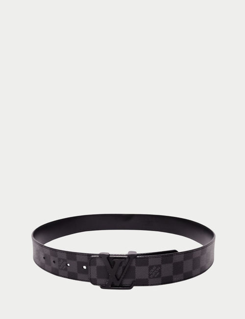 Louis Vuitton Black Graphite Damier Belt with matte black LV buckle