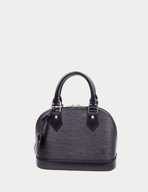 Louis Vuitton Alma BB black Epi leather handbag with top handle and detachable shoulder strap