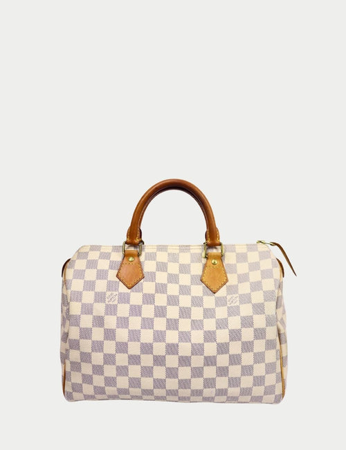 Louis Vuitton Speedy Damier Azur canvas handbag with leather handles