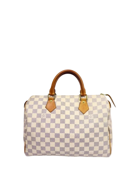 Louis Vuitton Speedy Damier Azur canvas handbag with leather handles