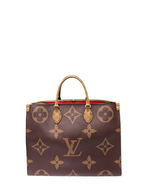 Louis Vuitton OnTheGo tote bag in Monogram Giant Reverse brown canvas with top handles