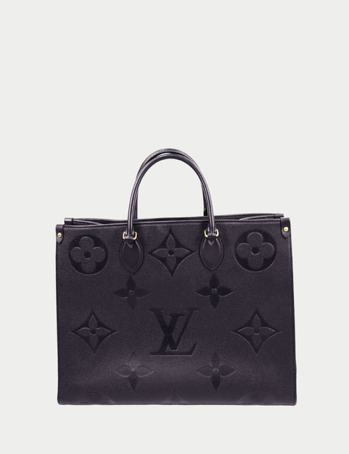 Louis Vuitton OnTheGo GM black Monogram Empreinte leather tote with embossed LV logo and dual top handles