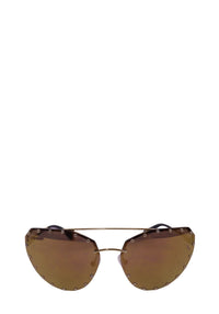 Louis Vuitton gold studded shield sunglasses with rimless tinted lenses and metal arms
