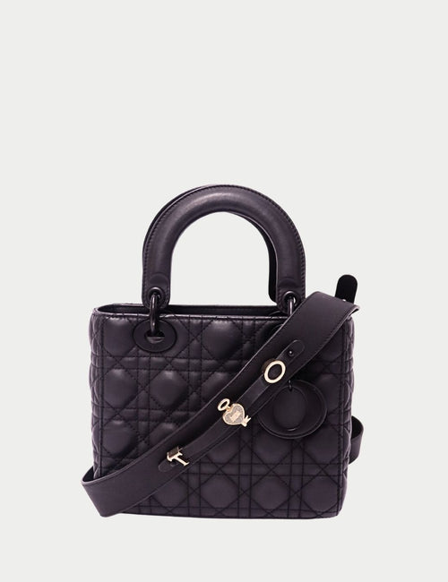 Christian Dior Lady Dior small black Cannage quilted bag with strap
