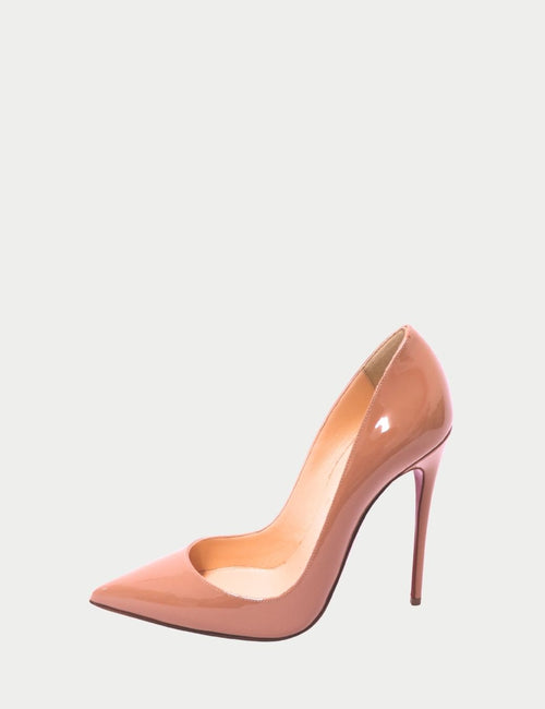 Christian Louboutin So Kate nude patent leather pumps with red sole