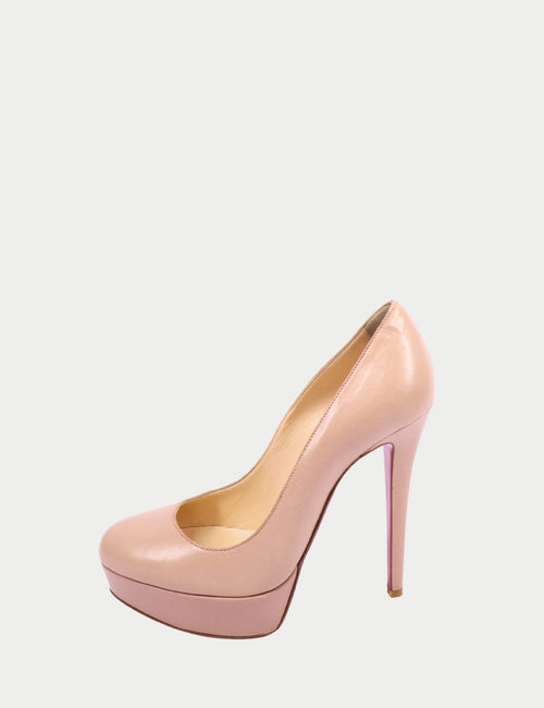 Christian Louboutin nude platform stiletto pumps with classic silhouette