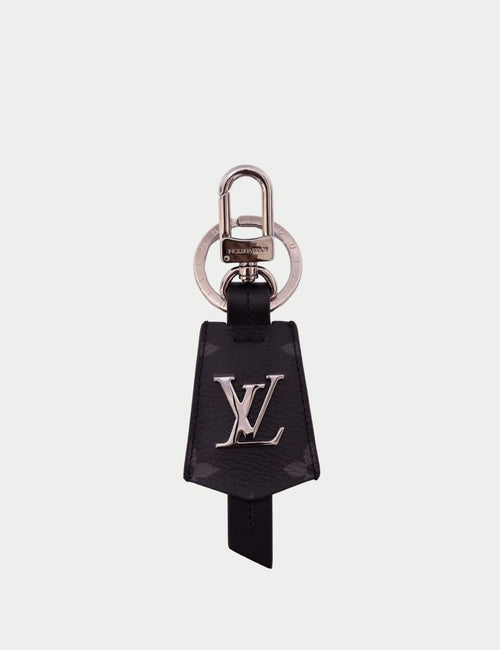 Louis Vuitton LV leather key holder bag charm with silver tone hardware
