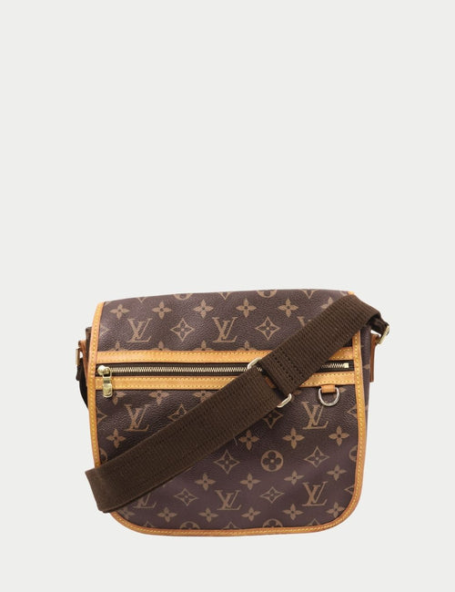 LV monogram canvas crossbody bag with leather trim