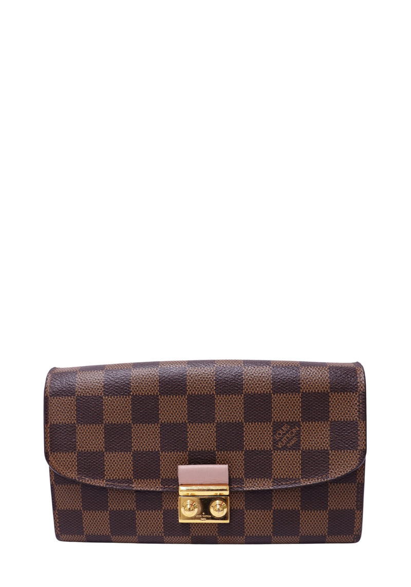 Louis Vuitton Damier Ebene coated canvas flap clutch with gold-tone push-lock closure