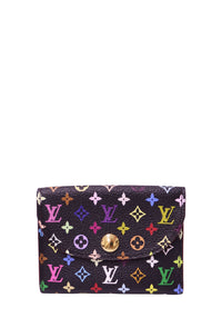 Louis Vuitton Monogram Multicolore black compact wallet with colorful LV motifs and gold-tone snap closure