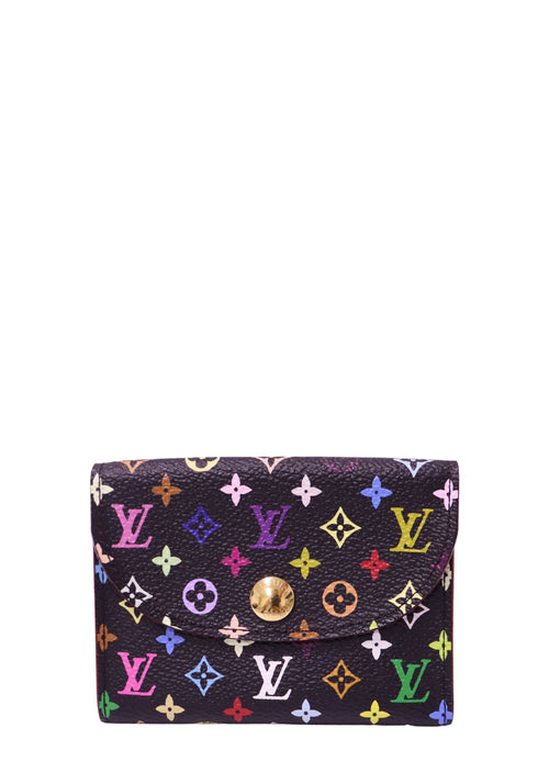 Louis Vuitton Monogram Multicolore black compact wallet with colorful LV motifs and gold-tone snap closure