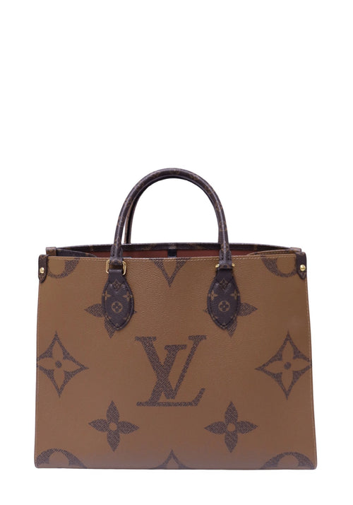 Louis Vuitton Onthego MM tote bag in Giant Reverse Monogram coated canvas with top handles