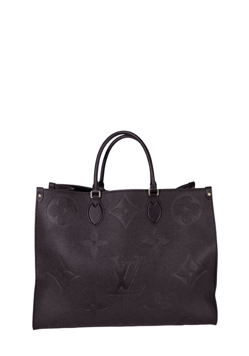 Louis Vuitton Onthego GM black Monogram Empreinte leather tote bag with embossed LV pattern and top handles