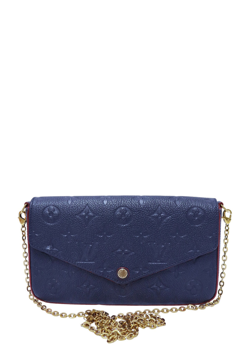 Louis Vuitton Félicie Pochette in purple Monogram Empreinte leather with gold chain