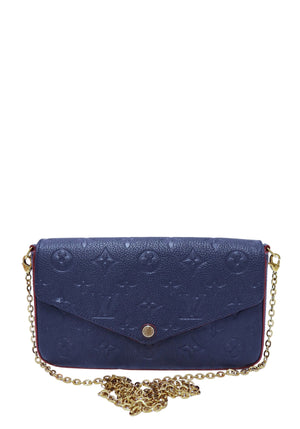 Louis Vuitton Félicie Pochette in purple Monogram Empreinte leather with gold chain