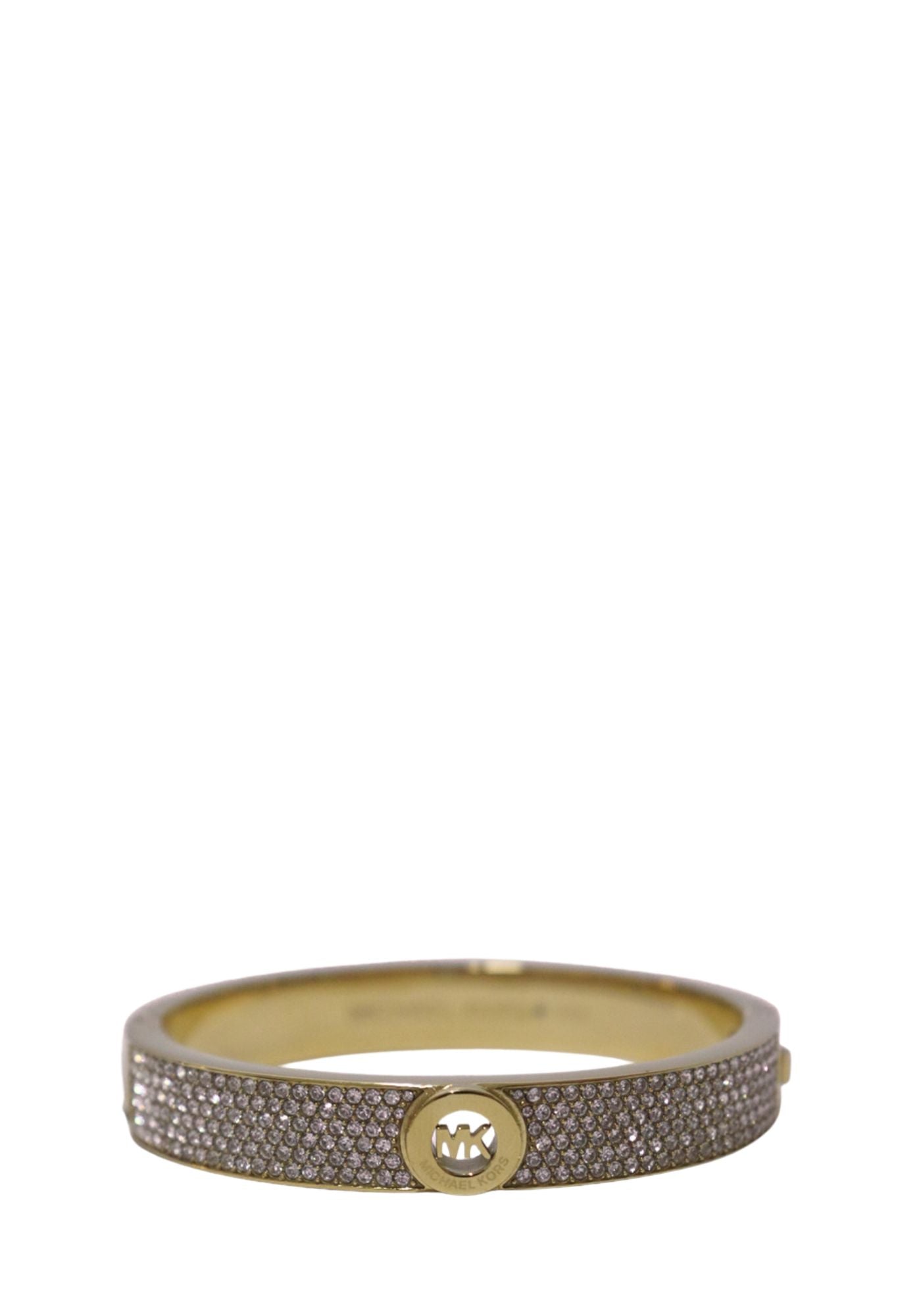 Michael Kors Gold-Tone Pavé Crystal MK Logo Bangle Bracelet