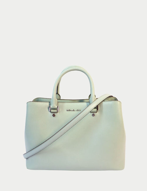 Michael Kors mint green saffiano leather structured satchel