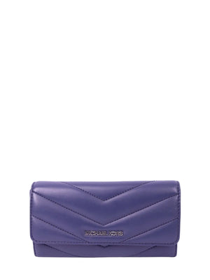 Michael Kors navy quilted leather wallet with chevron stitching and silver logo