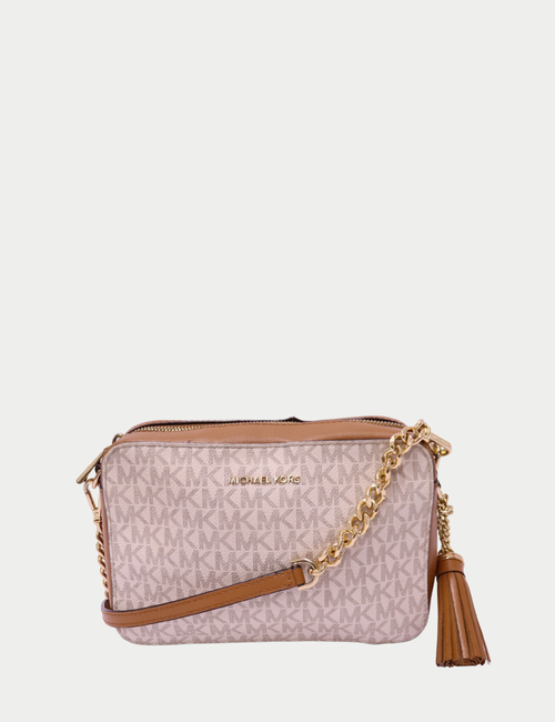 Michael Kors MK signature monogram crossbody bag with tassel charm