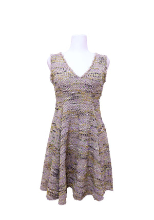 Authentic Missoni multicolor tweed knit fit and flare sleeveless dress with V-neckline.
