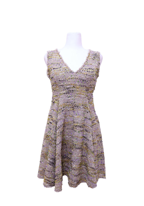 Authentic Missoni multicolor tweed knit fit and flare sleeveless dress with V-neckline.