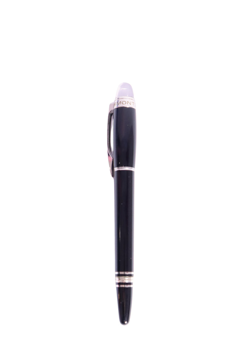 Montblanc Meisterstück Classique black resin ballpoint pen with platinum-coated trim and iconic white star emblem.