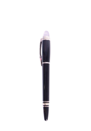 Montblanc Meisterstück Classique black resin ballpoint pen with platinum-coated trim and iconic white star emblem.